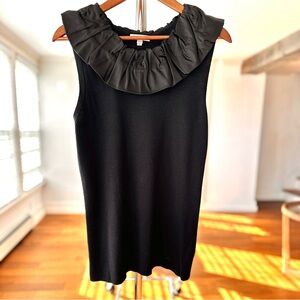 Burberry Black Sleeveless Ruffle Blouse in a Stretch Knit, Cashmere Blend